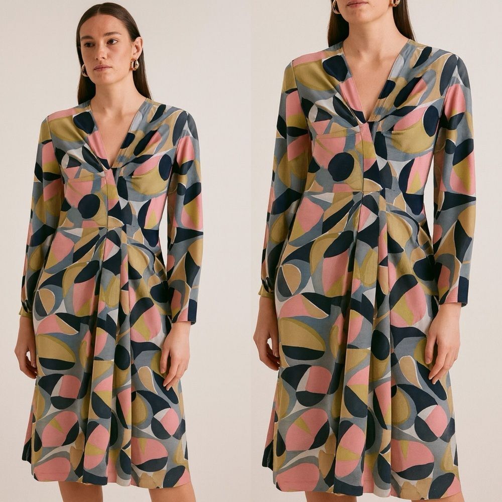 MARNI Multicolor Abstract Printed Half Sleeve Oversized Mini Dress Size …